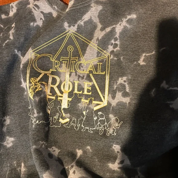 Ripple Junction Critical Role Black and Gray tie-dye crewneck 2X - Picture 2 of 5